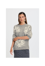 b.young Omea Flower Jumper in Mid Grey Melange by b.young