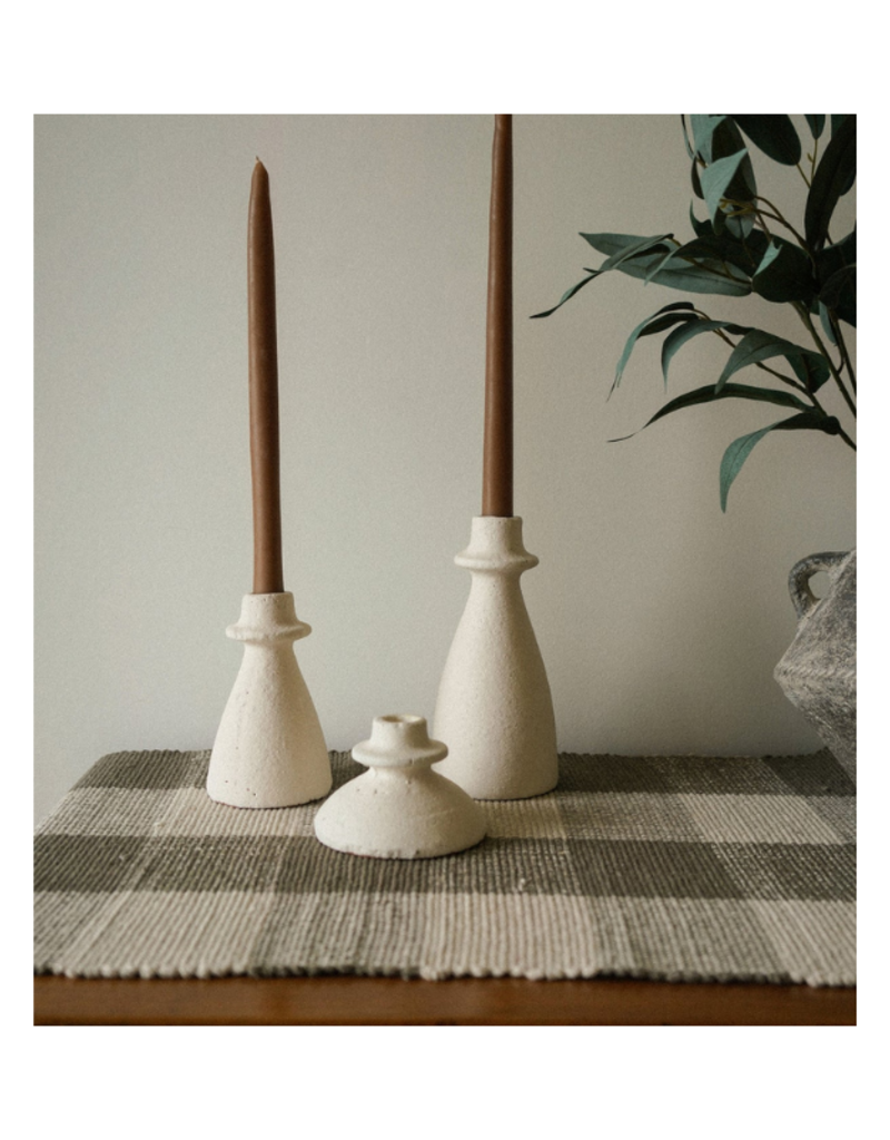 Indaba Trading Arta White Terracotta Candle Holder Large