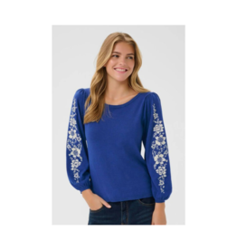 Cream Villea Boatneck Pullover in Galaxy Blue by Cream