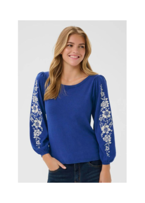 Cream Villea Boatneck Pullover in Galaxy Blue by Cream