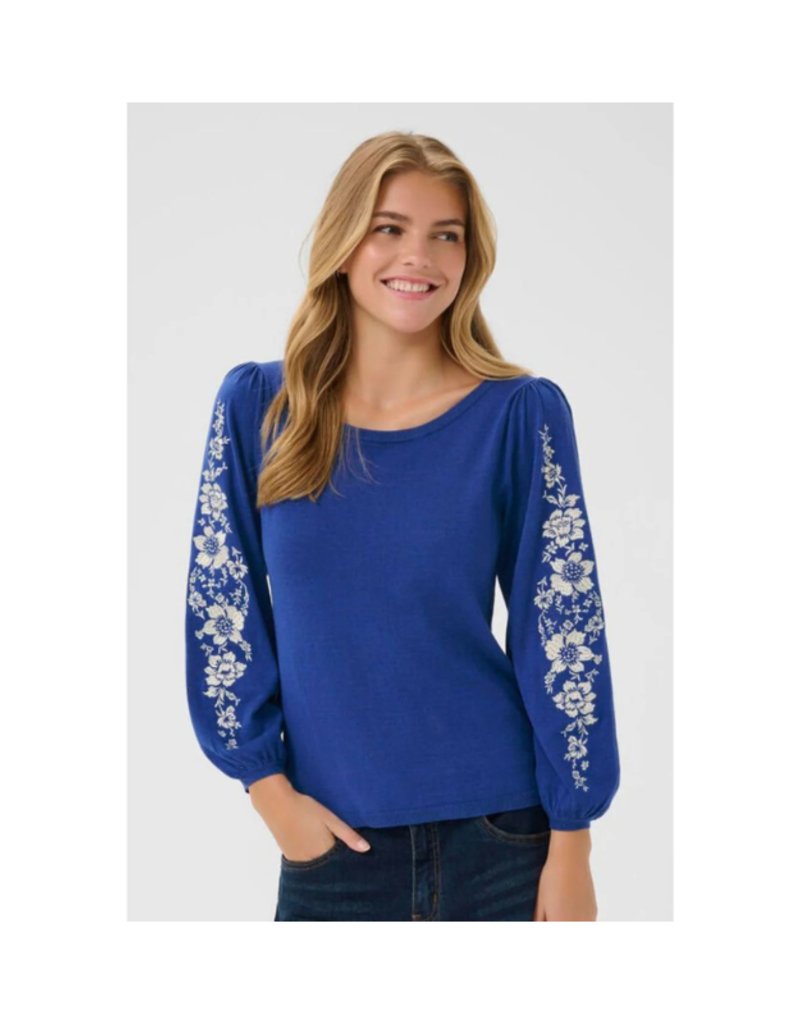 Cream Villea Boatneck Pullover in Galaxy Blue by Cream