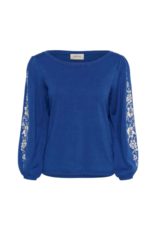 Cream Villea Boatneck Pullover in Galaxy Blue by Cream
