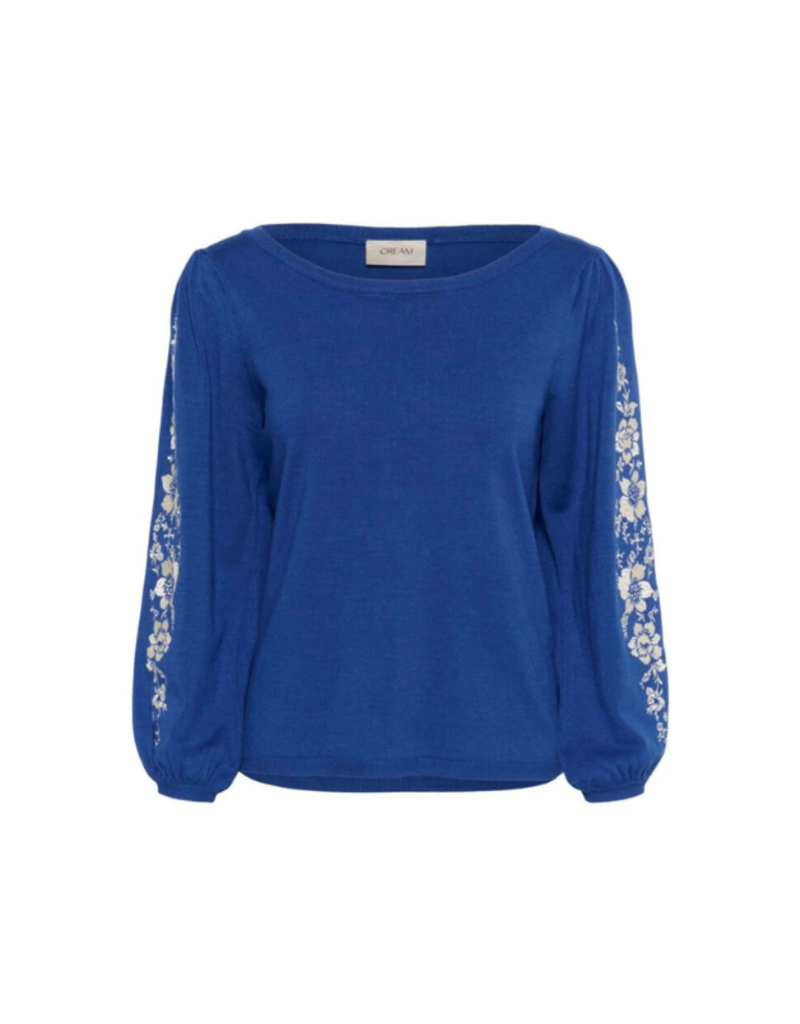 Cream Villea Boatneck Pullover in Galaxy Blue by Cream