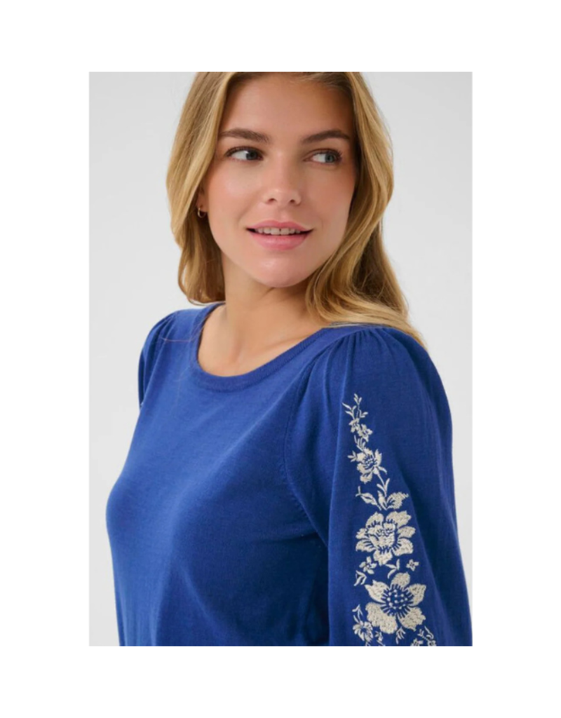 Cream Villea Boatneck Pullover in Galaxy Blue by Cream