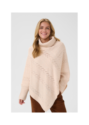 Cream Holiday Turtleneck Poncho in Oat Melange by Cream