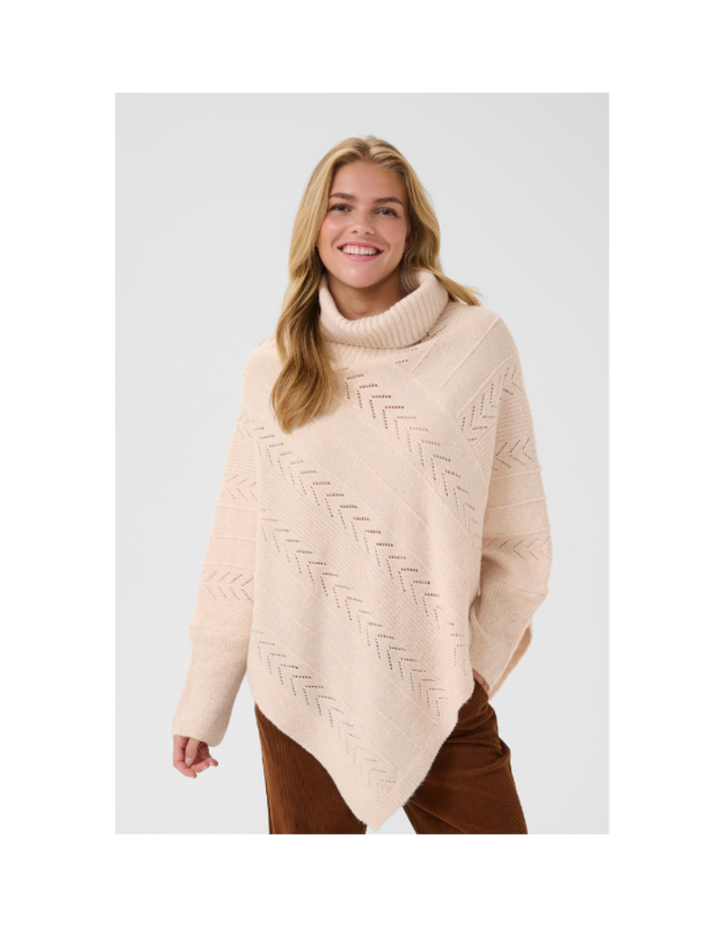 Cream Holiday Turtleneck Poncho in Oat Melange by Cream