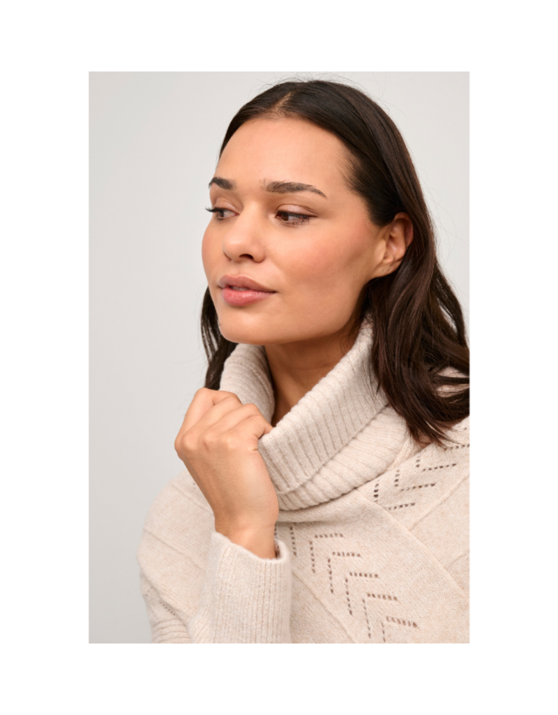 Cream Holiday Turtleneck Poncho in Oat Melange by Cream