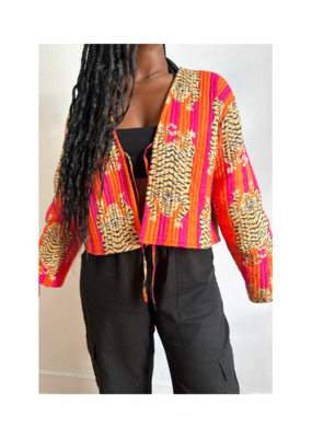 French Toast The Clara Jacket in Orange Pink Tiger by French Toast