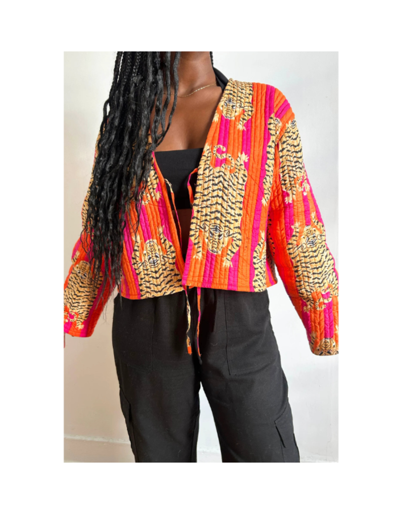 French Toast The Clara Jacket in Orange Pink Tiger by French Toast