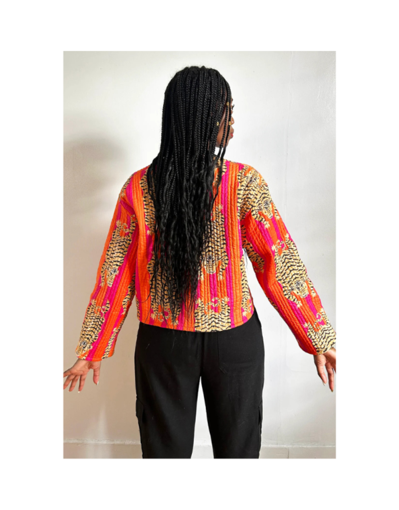 French Toast The Clara Jacket in Orange Pink Tiger by French Toast