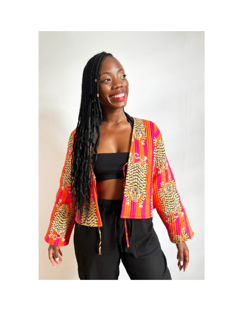 French Toast The Clara Jacket in Orange Pink Tiger by French Toast