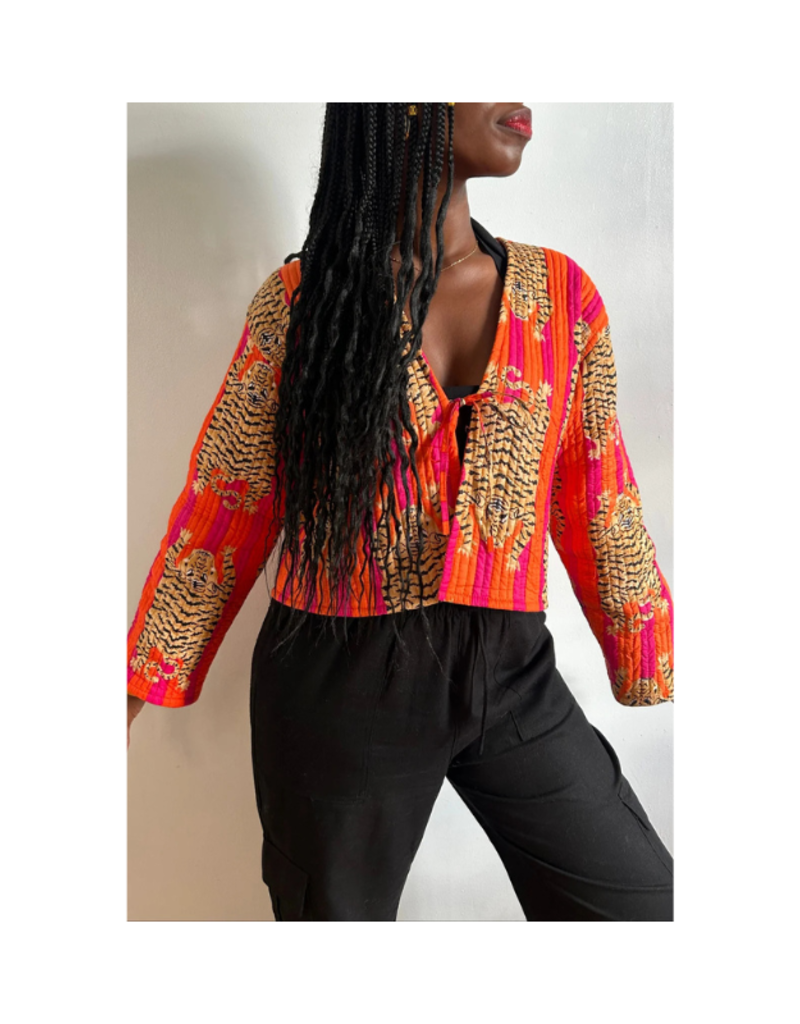 French Toast The Clara Jacket in Orange Pink Tiger by French Toast