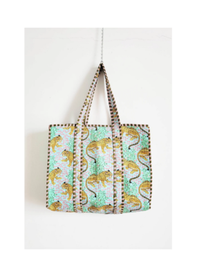 French Toast Weekend Tote in Blue Green Leopard by French Toast