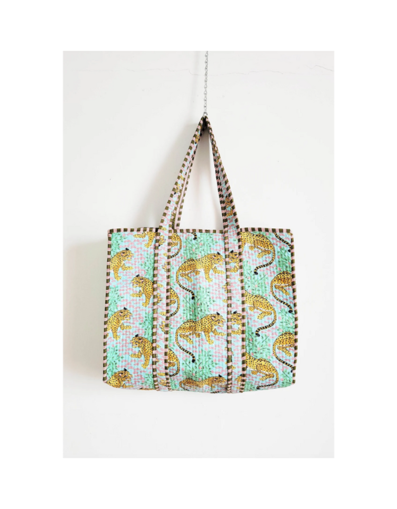 French Toast Weekend Tote in Blue Green Leopard by French Toast