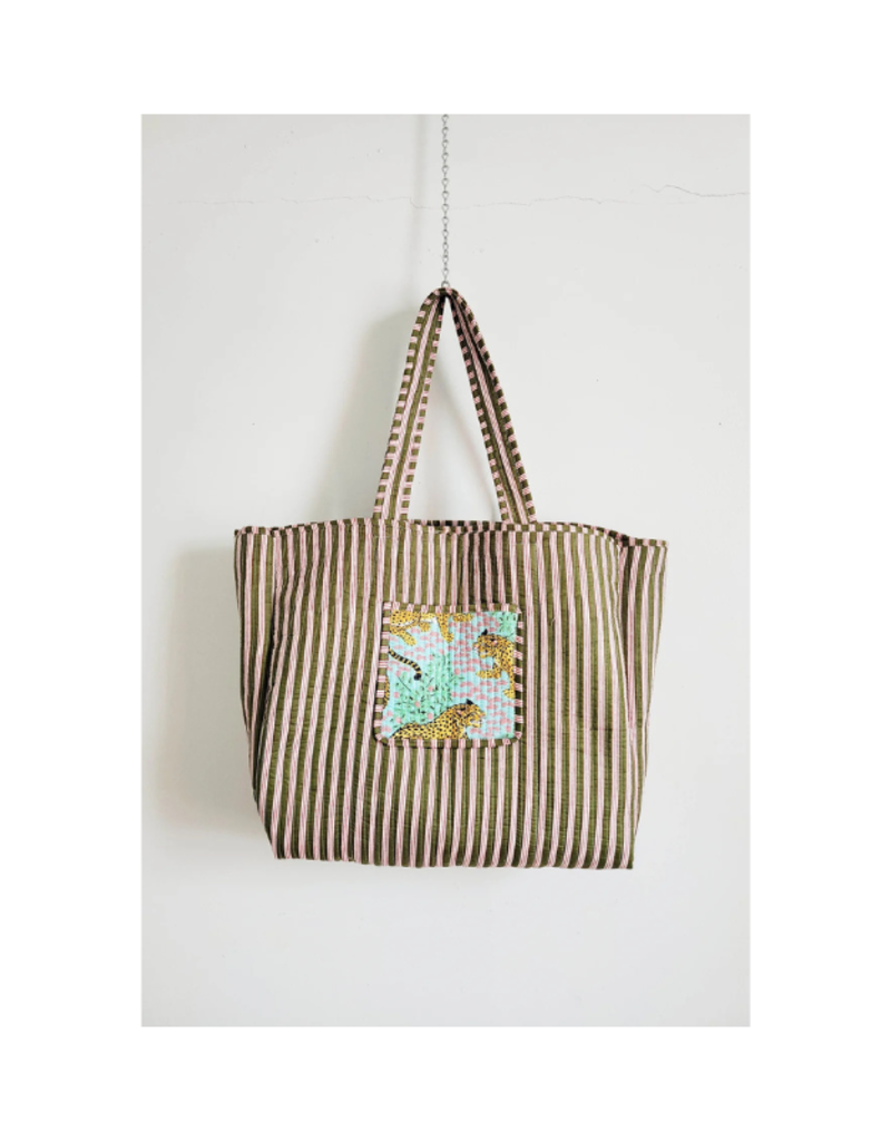French Toast Weekend Tote in Blue Green Leopard by French Toast
