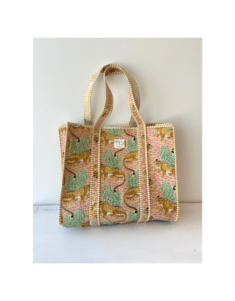 French Toast Weekend Tote in Tan Pink Leopard by French Toast