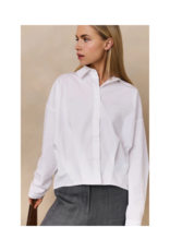 YAYA Poplin Blouse with Front Pleat Pure White by YAYA