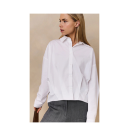 YAYA Poplin Blouse with Front Pleat Pure White by YAYA