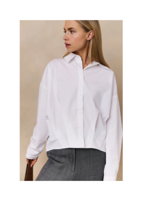 YAYA Poplin Blouse with Front Pleat Pure White by YAYA
