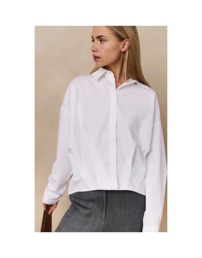 YAYA Poplin Blouse with Front Pleat Pure White by YAYA