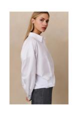 YAYA Poplin Blouse with Front Pleat Pure White by YAYA