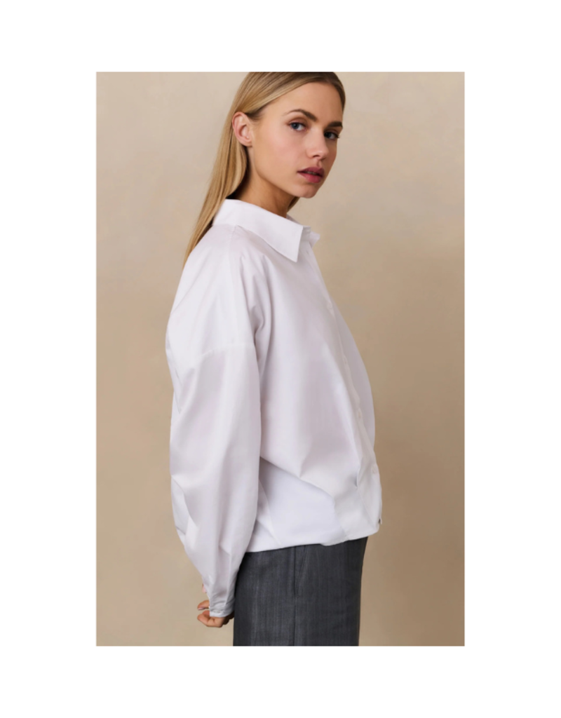 YAYA Poplin Blouse with Front Pleat Pure White by YAYA
