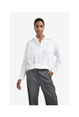 YAYA Poplin Blouse with Front Pleat Pure White by YAYA