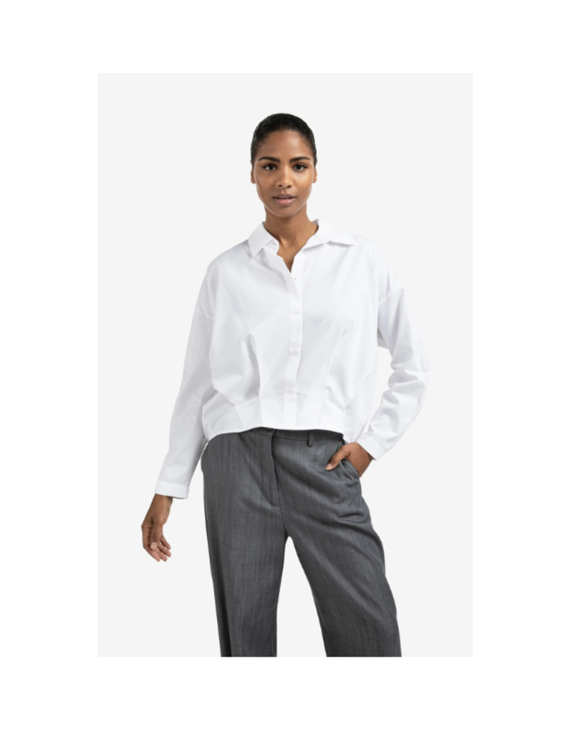 YAYA Poplin Blouse with Front Pleat Pure White by YAYA