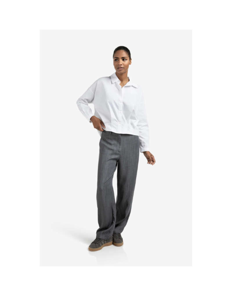 YAYA Poplin Blouse with Front Pleat Pure White by YAYA