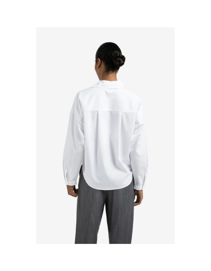 YAYA Poplin Blouse with Front Pleat Pure White by YAYA
