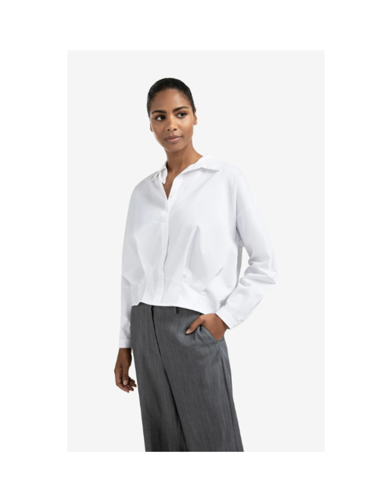 YAYA Poplin Blouse with Front Pleat Pure White by YAYA