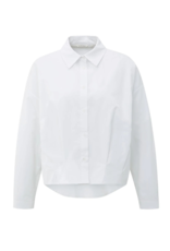 YAYA Poplin Blouse with Front Pleat Pure White by YAYA