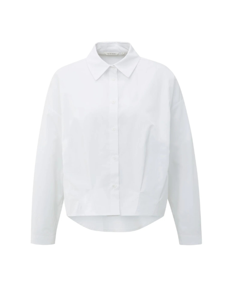 YAYA Poplin Blouse with Front Pleat Pure White by YAYA