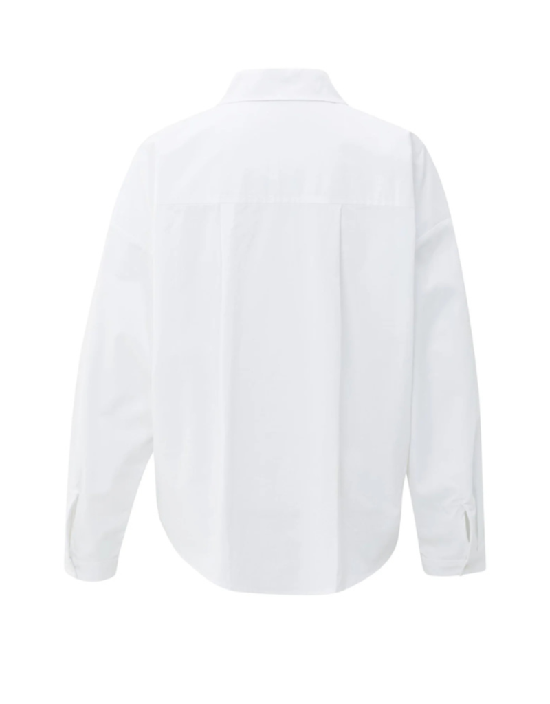 YAYA Poplin Blouse with Front Pleat Pure White by YAYA
