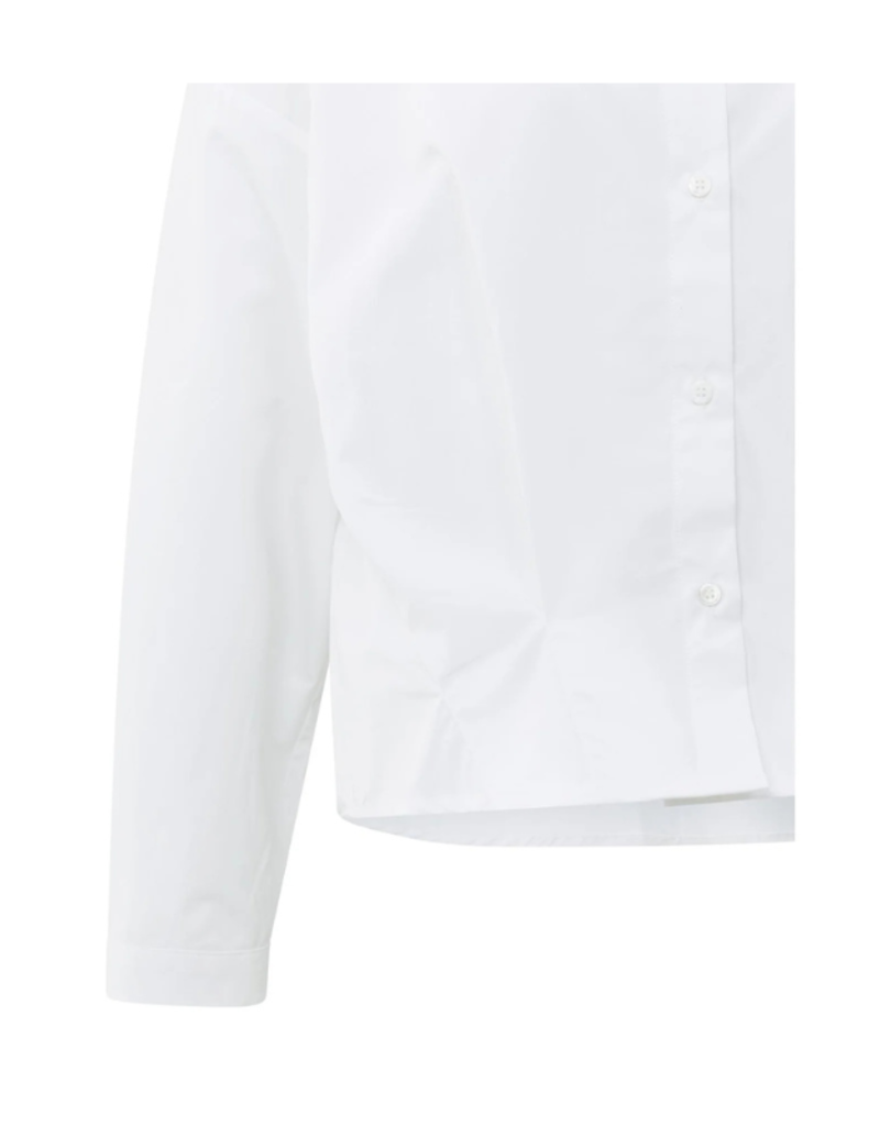 YAYA Poplin Blouse with Front Pleat Pure White by YAYA