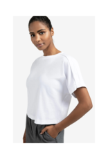 YAYA Jersey Top with Folded Detail Pure White by YAYA