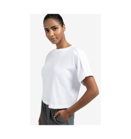 YAYA Jersey Top with Folded Detail Pure White by YAYA