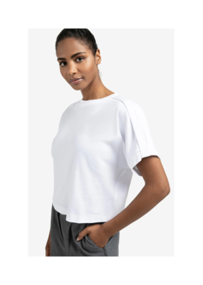 YAYA Jersey Top with Folded Detail Pure White by YAYA