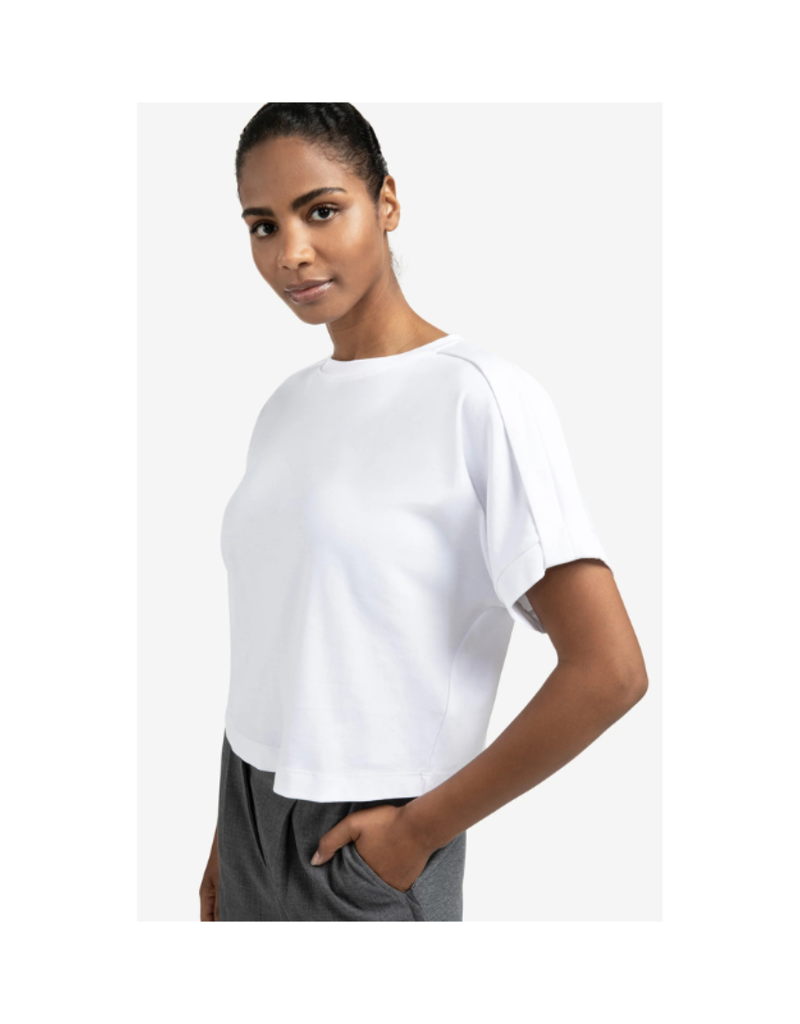 YAYA Jersey Top with Folded Detail Pure White by YAYA
