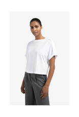 YAYA Jersey Top with Folded Detail Pure White by YAYA