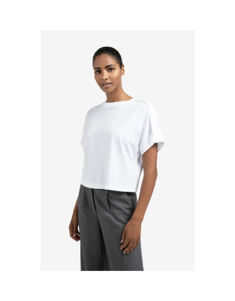 YAYA Jersey Top with Folded Detail Pure White by YAYA