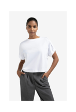 YAYA Jersey Top with Folded Detail Pure White by YAYA