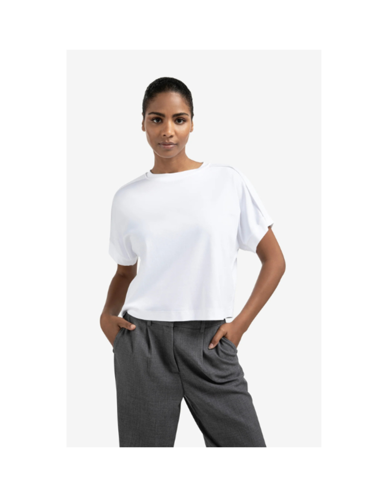 YAYA Jersey Top with Folded Detail Pure White by YAYA