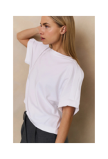 YAYA Jersey Top with Folded Detail Pure White by YAYA