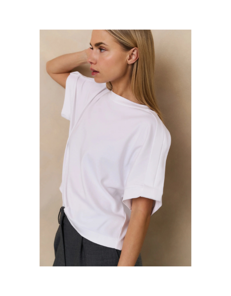 YAYA Jersey Top with Folded Detail Pure White by YAYA
