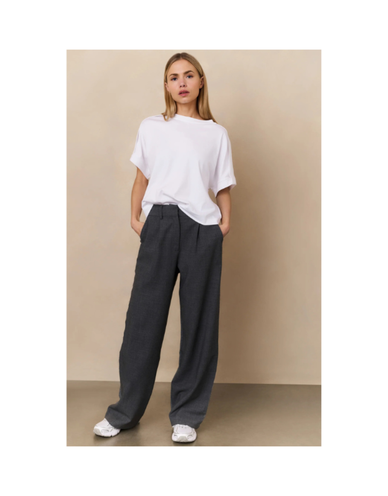 YAYA Jersey Top with Folded Detail Pure White by YAYA