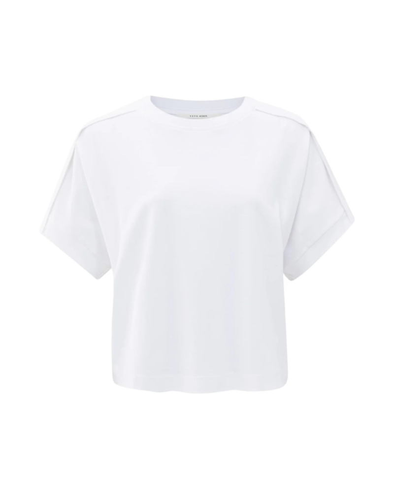 YAYA Jersey Top with Folded Detail Pure White by YAYA