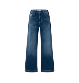 YAYA High-Waist Wide Denim with Tape in Dark Blue Wash by YAYA
