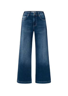 YAYA High-Waist Wide Denim with Tape in Dark Blue Wash by YAYA