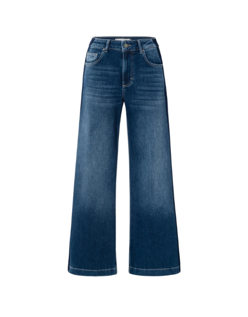 YAYA High-Waist Wide Denim with Tape in Dark Blue Wash by YAYA